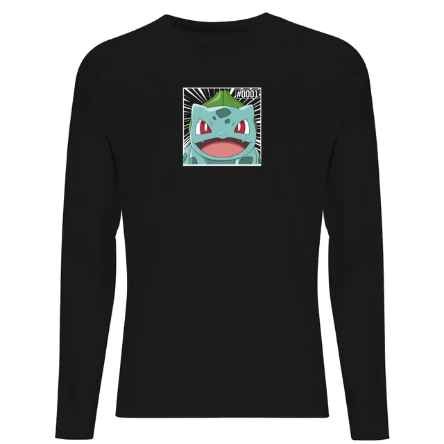 Pokémon Pokédex Bisasam #0001 Langärmeliges T-Shirt - Schwarz