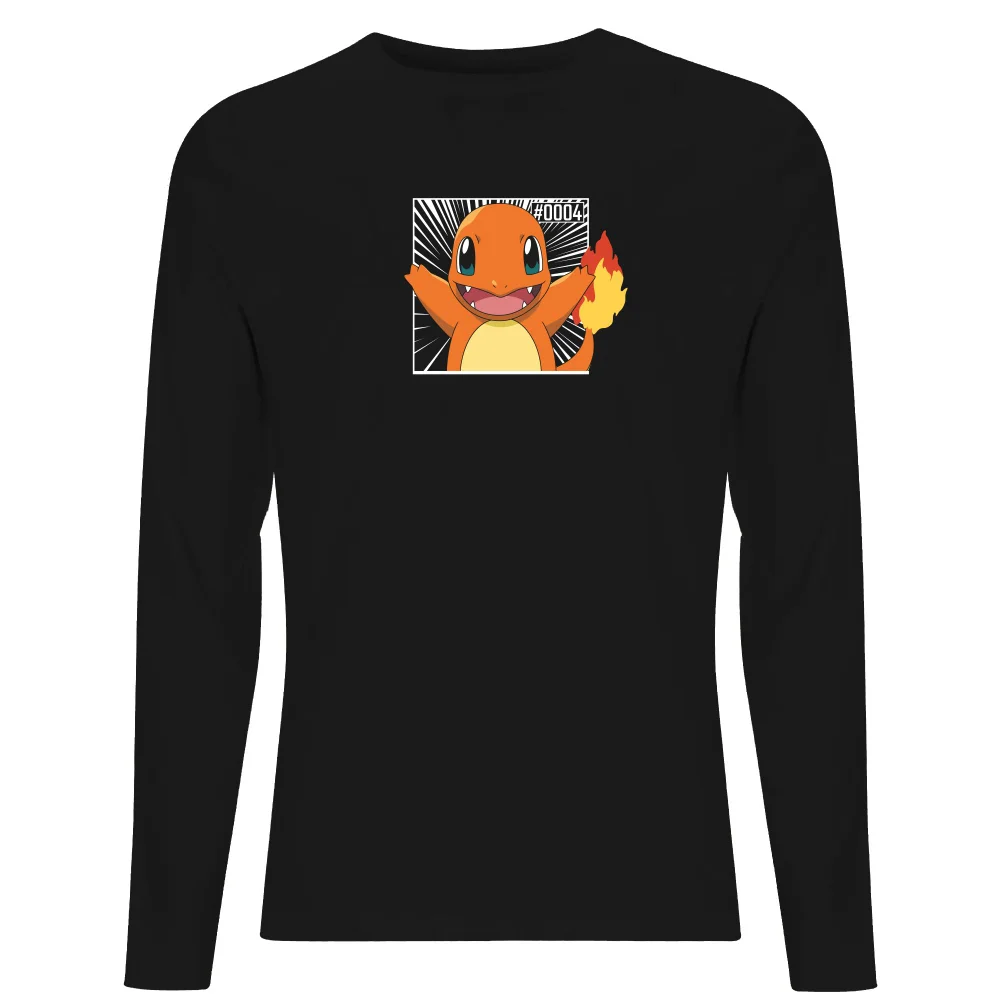 Pokémon Pokédex Glumanda #0004 Langärmeliges T-Shirt - Schwarz - S Bild 1