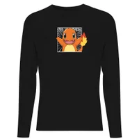 Pokémon Pokédex Glumanda #0004 Langärmeliges T-Shirt - Schwarz