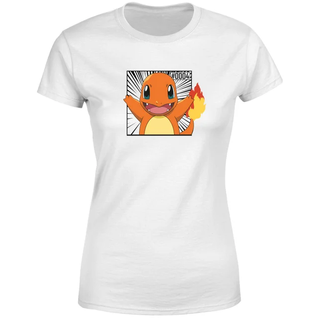 Pokémon Pokédex Glumanda #0004 Frauen T-Shirt - Weiß