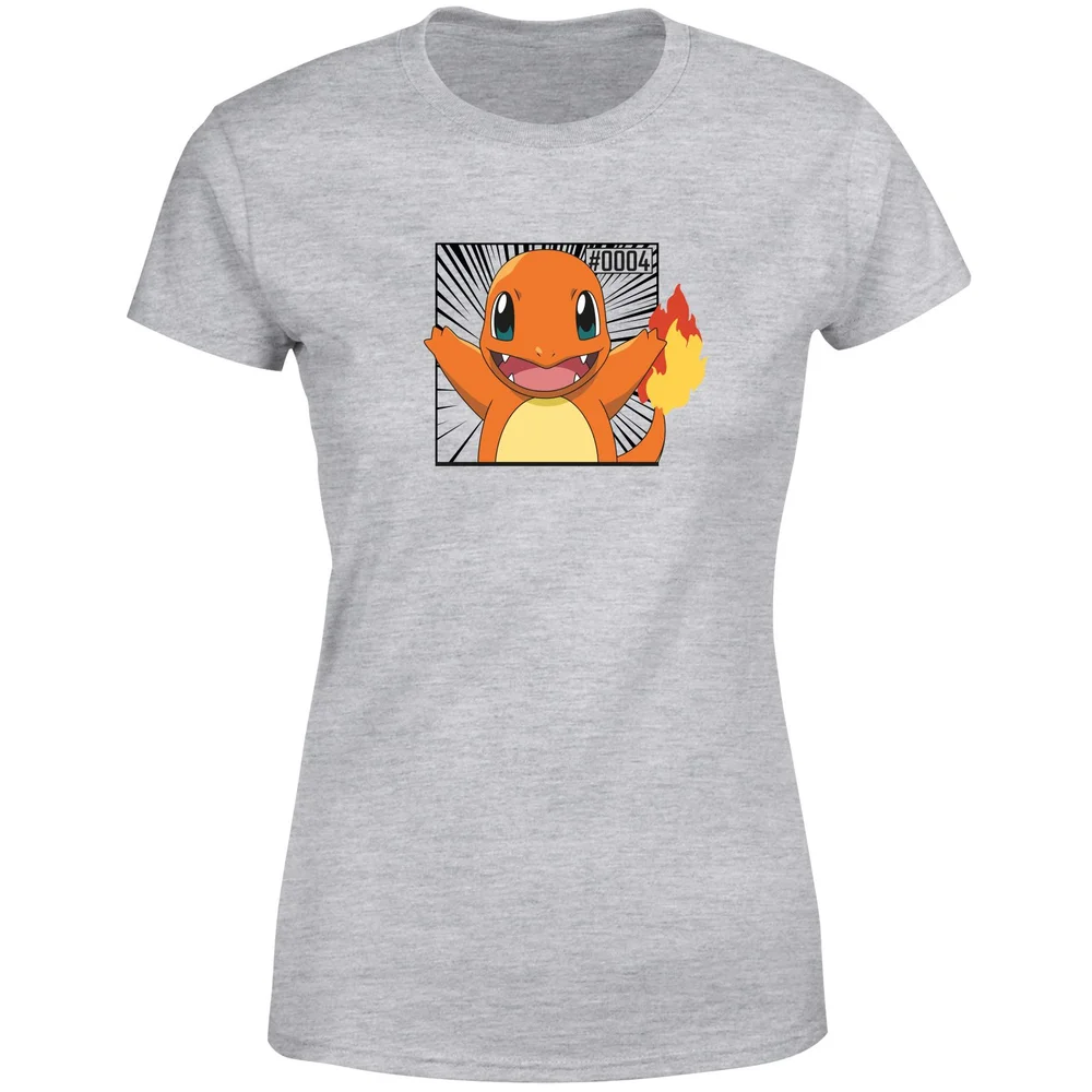 Pokémon Pokédex Glumanda #0004 Frauen T-Shirt - Grau - XS Bild 1