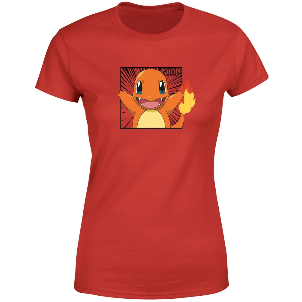 Pokémon Pokédex Glumanda #0004 Frauen T-Shirt - Rot - S Bild 1