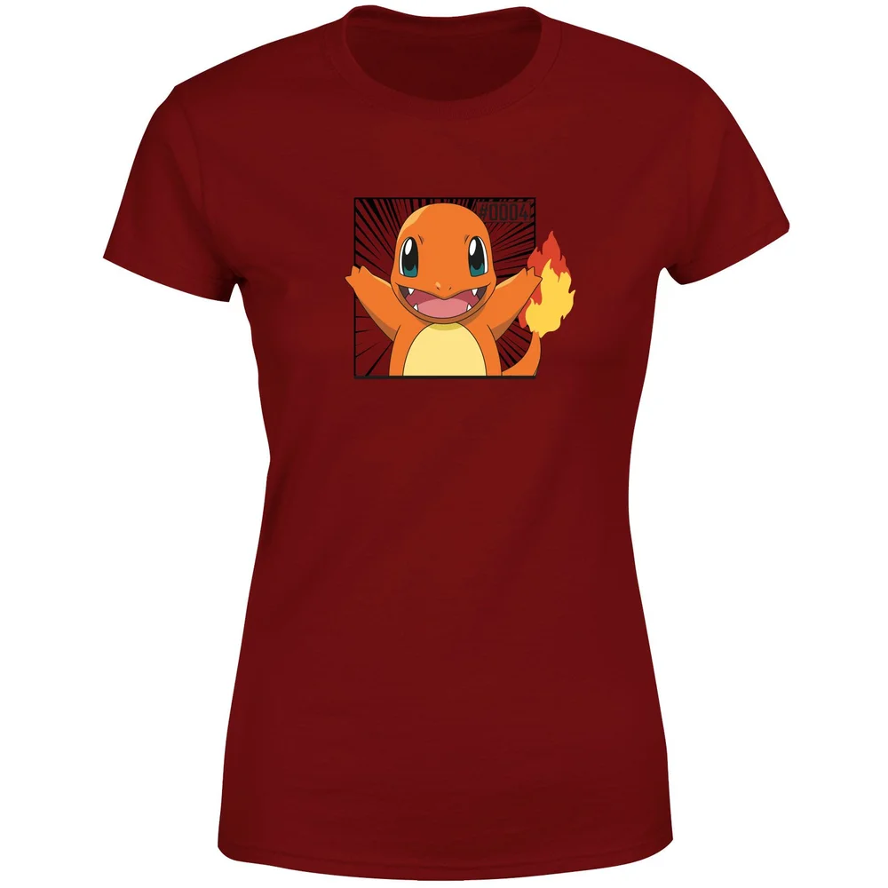 Pokémon Pokédex Glumanda #0004 Frauen T-Shirt - Burgundy - XS Bild 1