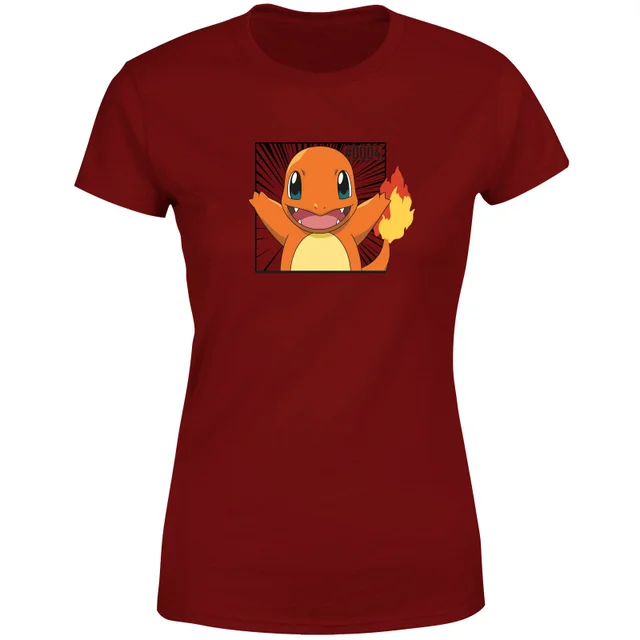 Pokémon Pokédex Glumanda #0004 Frauen T-Shirt - Burgundy