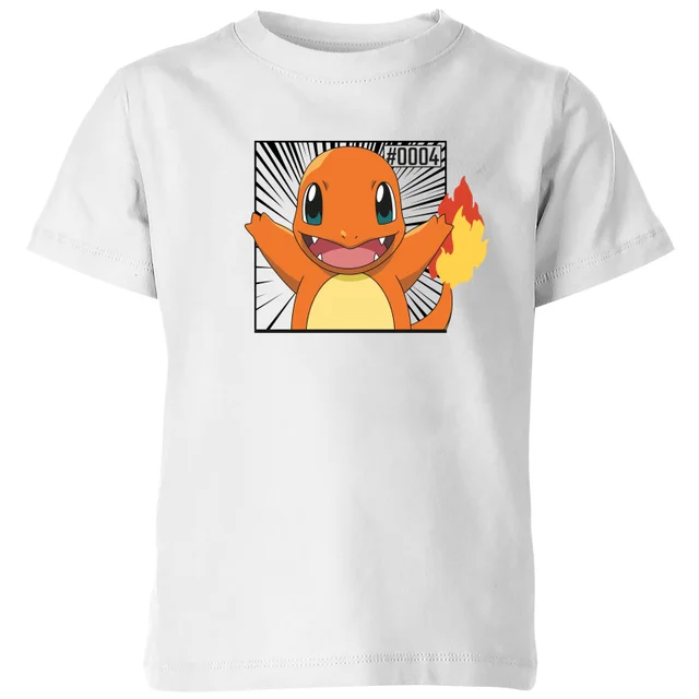 Pokémon Pokédex Glumanda #0004 Kinder T-Shirt - Weiß