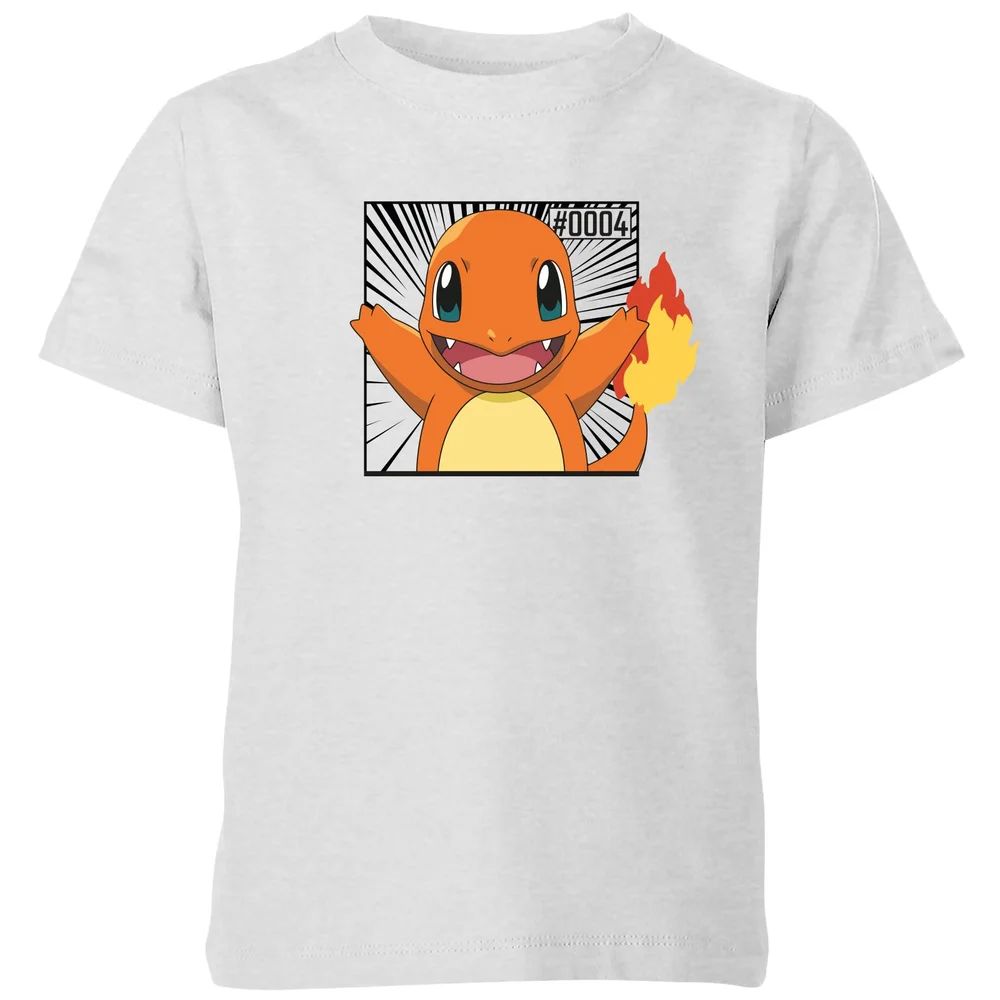 Pokémon Pokédex Glumanda #0004 Kinder T-Shirt - Grau - 3-4 Jahre Bild 1