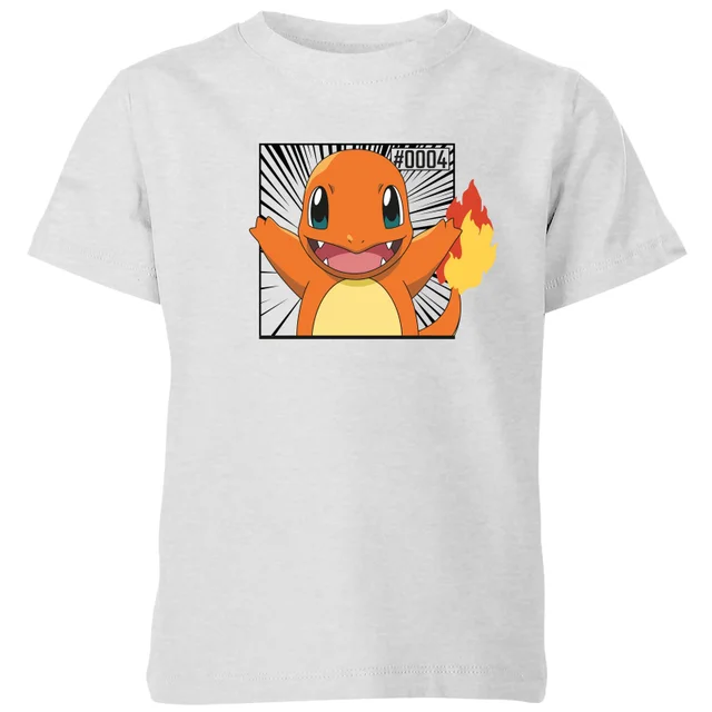 Pokémon Pokédex Glumanda #0004 Kinder T-Shirt - Grau