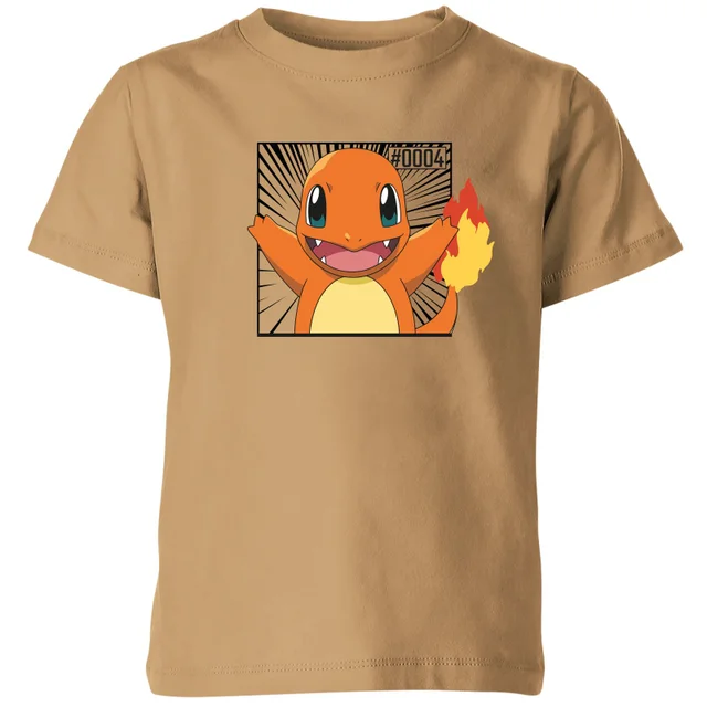 Pokémon Pokédex Glumanda #0004 Kinder T-Shirt - Tan