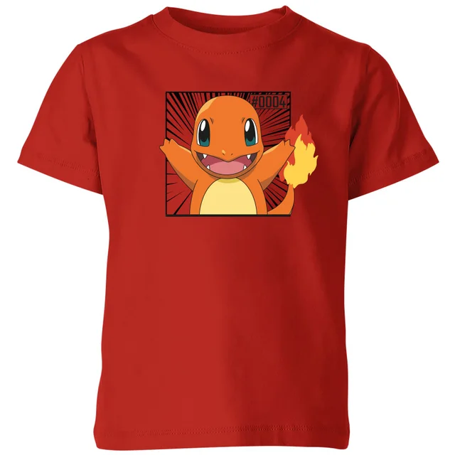 Pokémon Pokédex Glumanda #0004 Kinder T-Shirt - Rot