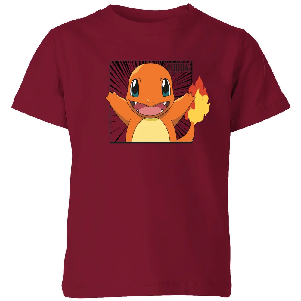 Pokémon Pokédex Glumanda #0004 Kinder T-Shirt - Burgundy - 3-4 Jahre Bild 1