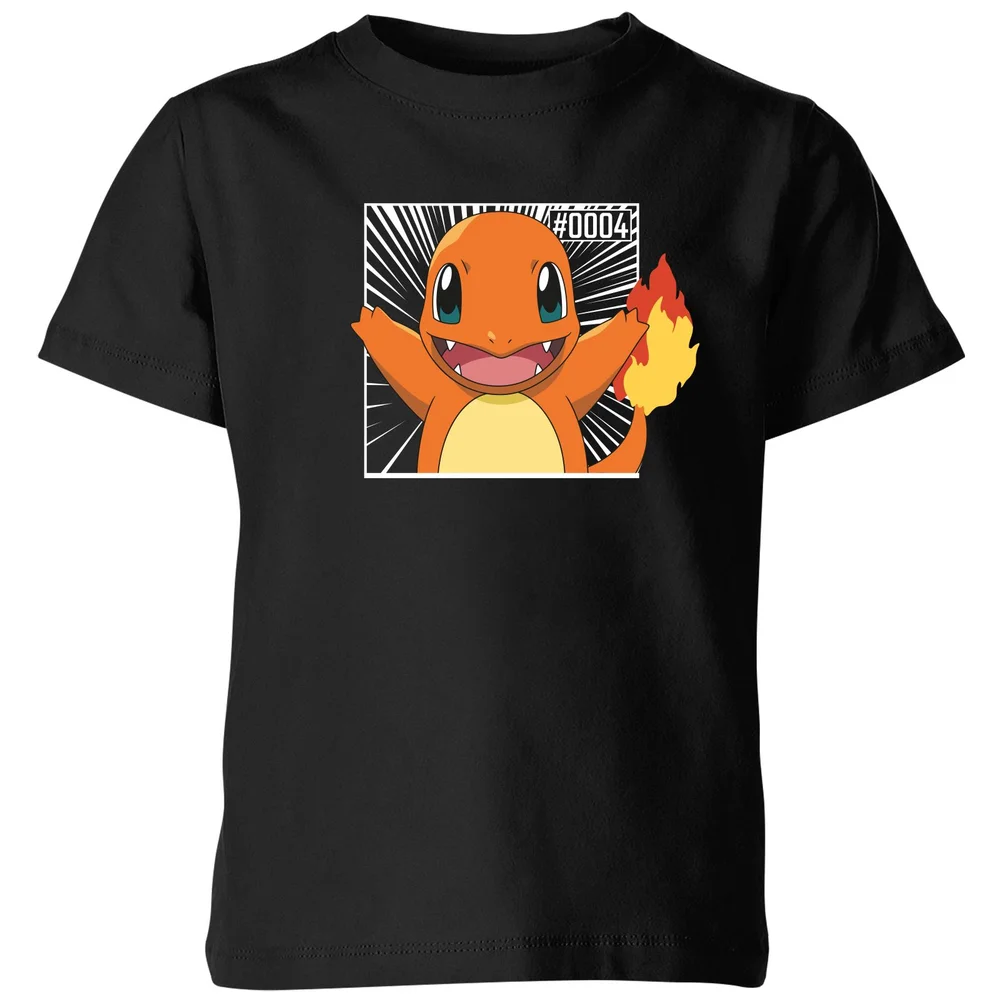 Pokémon Pokédex Glumanda #0004 Kinder T-Shirt - Schwarz - 3-4 Jahre Bild 1