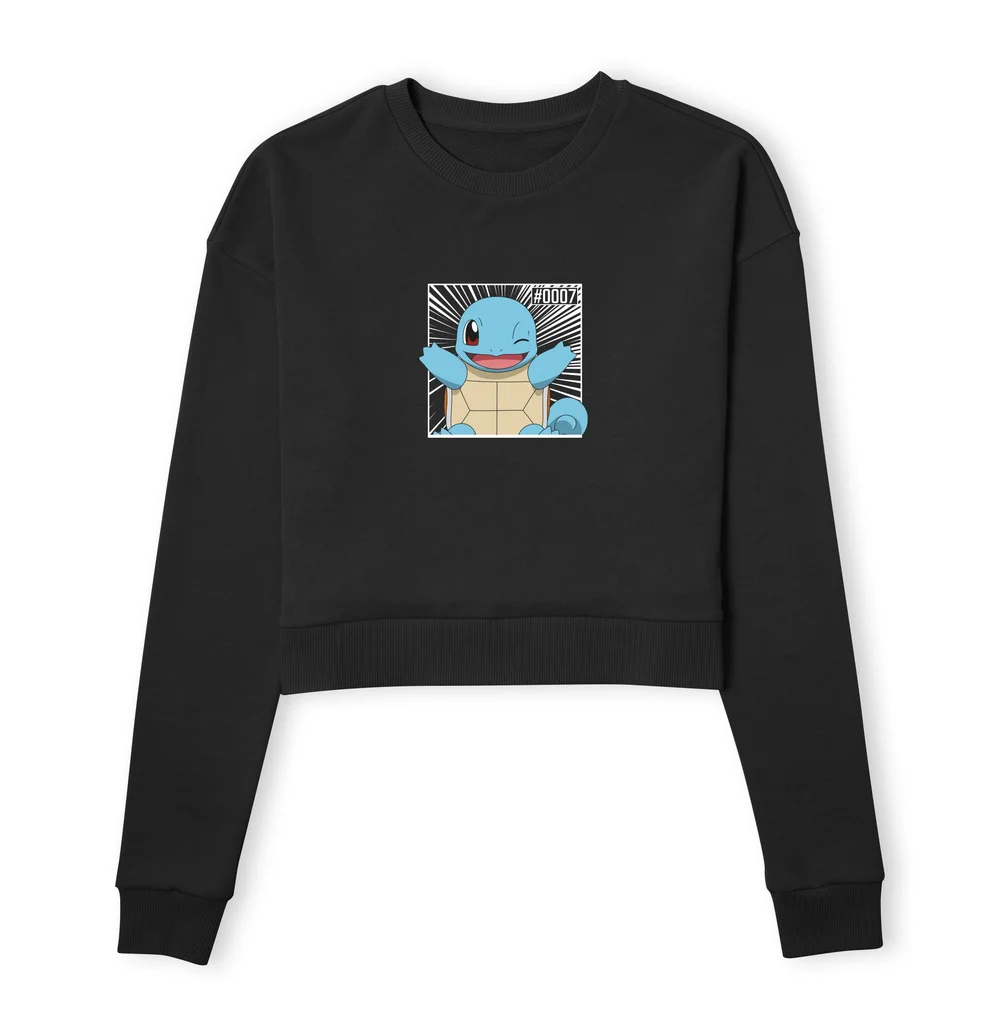 Pokémon Pokédex Schiggy #0007 Gekürztes Frauen Sweatshirt - Schwarz - XS Bild 1