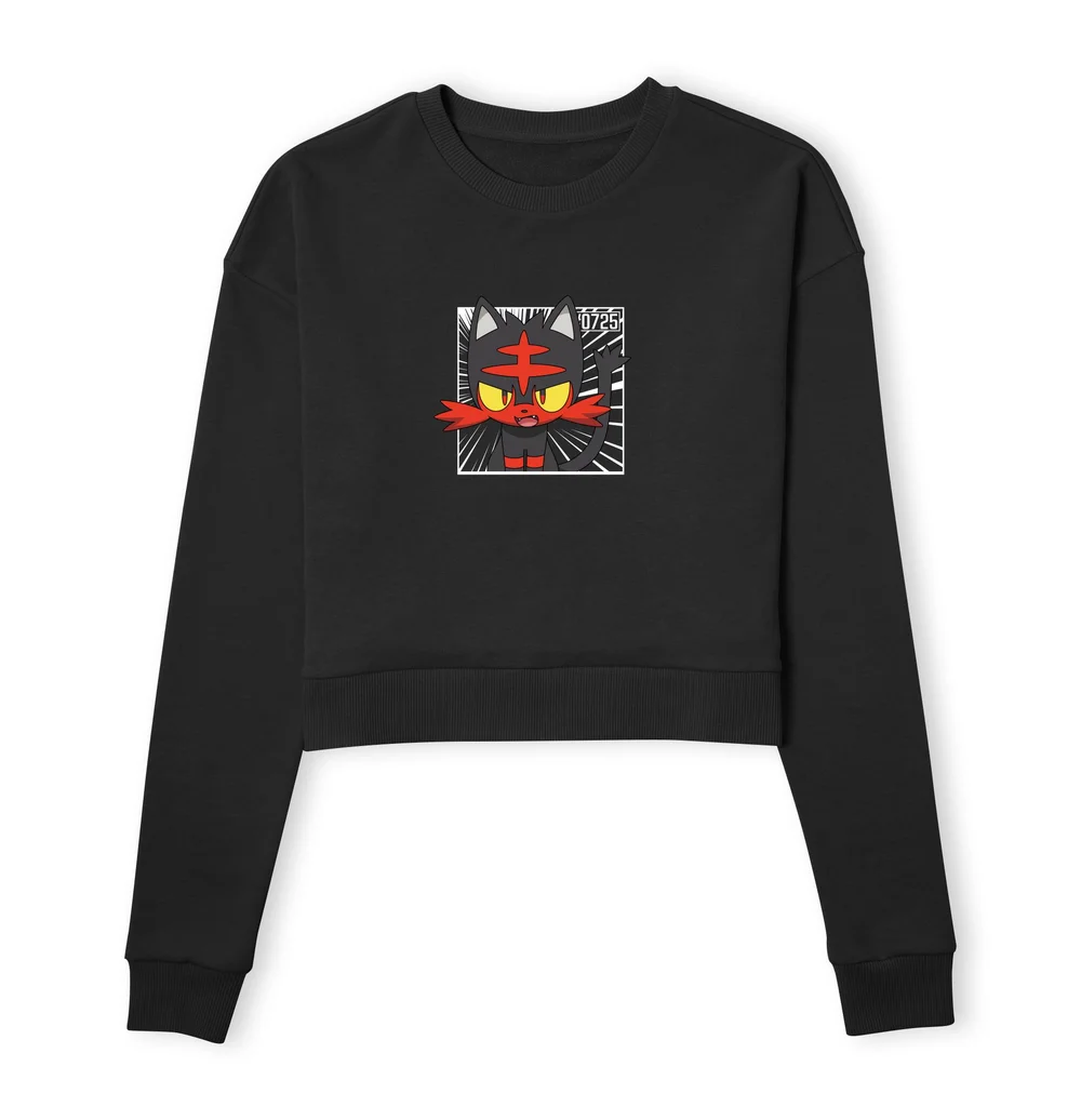 Pokemon Litten Women's Cropped Sweatshirt - Black - XS Bild 1