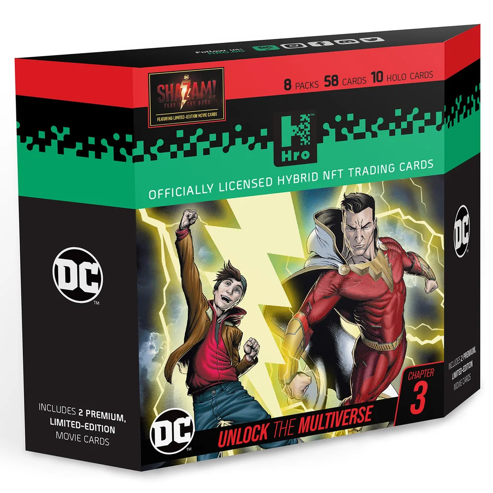 DC Unlock The Multiverse Chapter 3 Shazam 8-Pack Premium Starter Box – HRO Hybrid NFT Trading Cards, 58 Cards Bild 1