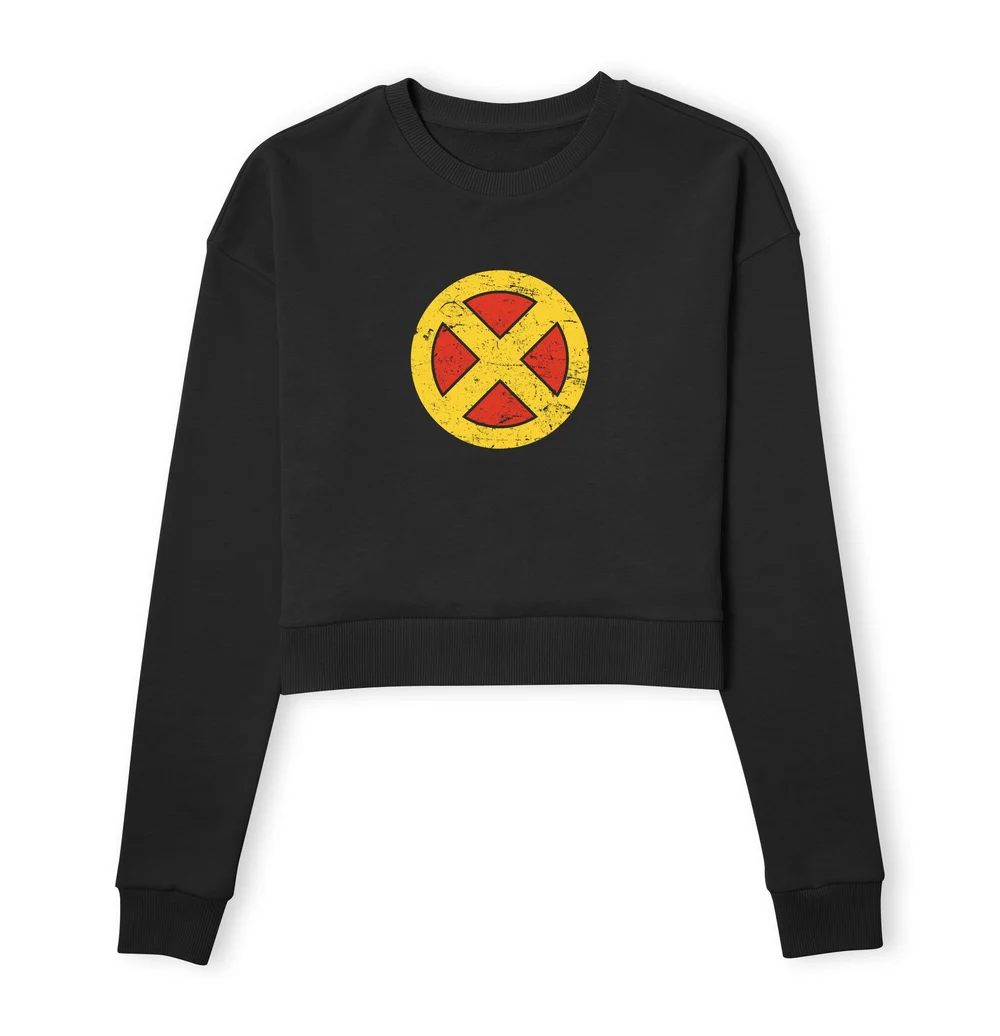 X-Men Emblem Drk Women's Cropped Sweatshirt - Black - XS Bild 1