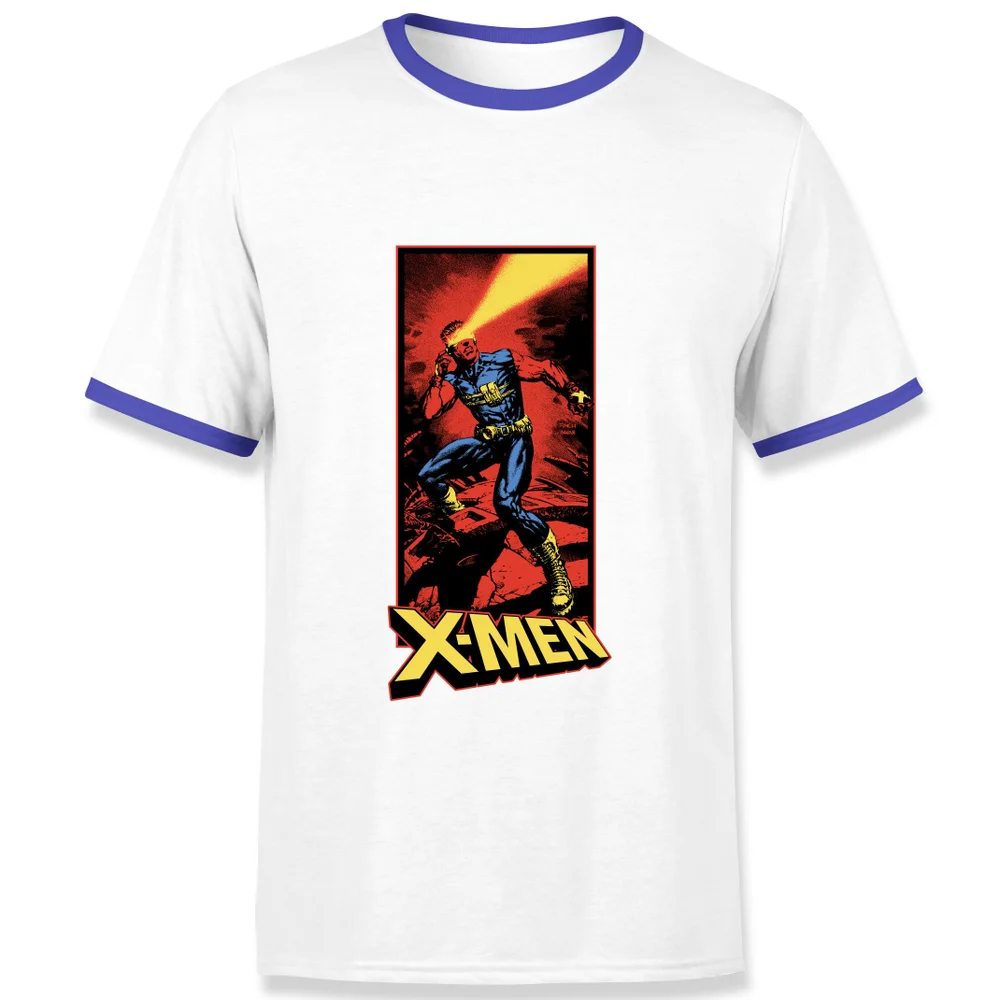 X-Men Cyclops Energy Beam Men's Ringer T-Shirt - White/Navy - S Bild 1