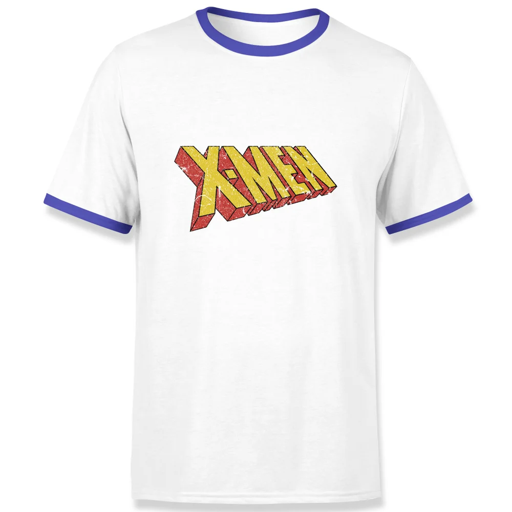 X-Men Retro Logo Men's Ringer T-Shirt - White/Navy - S Bild 1