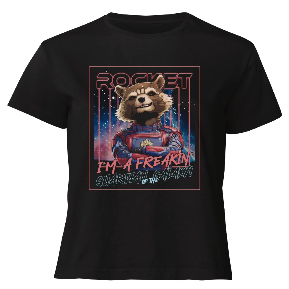 Guardians of the Galaxy Glowing Rocket Raccoon Women's Cropped T-Shirt - Black - XS Bild 1