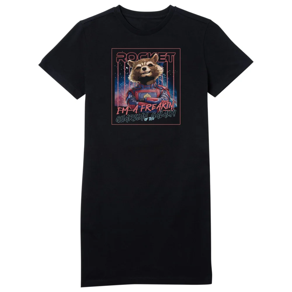 Guardians of the Galaxy Glowing Rocket Raccoon Women's T-Shirt Dress - Black - L Bild 1
