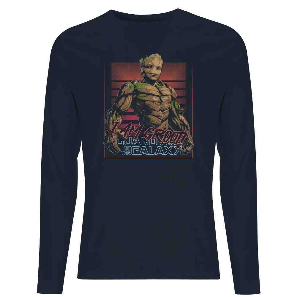 Guardians of the Galaxy I Am Retro Groot! Men's Long Sleeve T-Shirt - Navy - S Bild 1