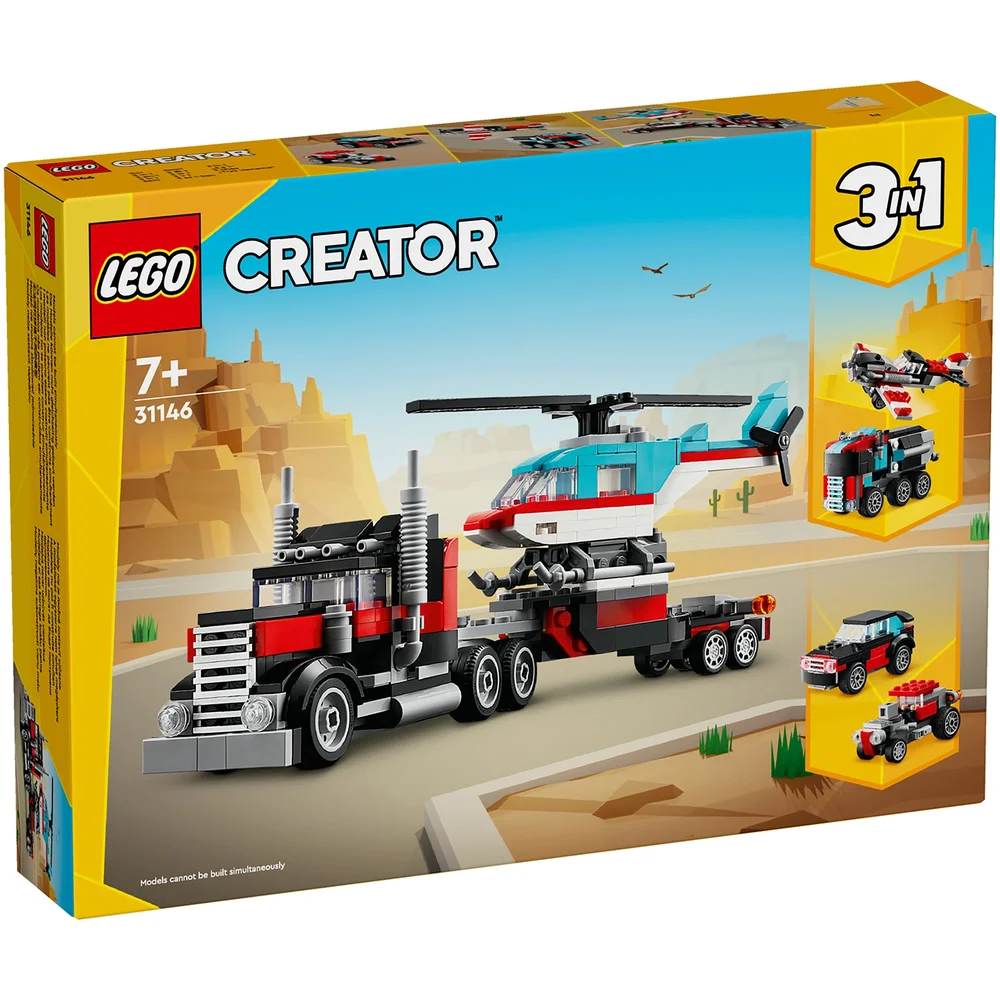LEGO Creator 3in1 Flatbed Truck with Helicopter Toy 31146 Bild 1