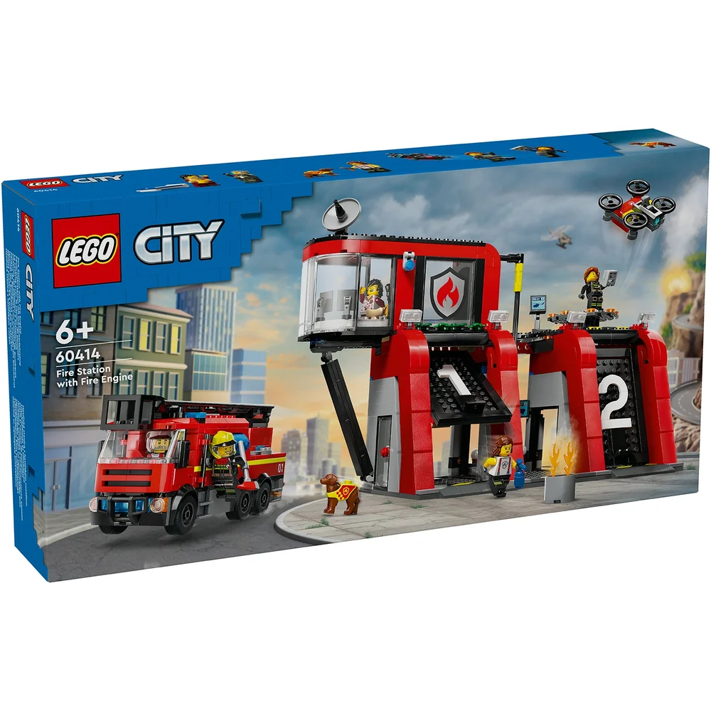 LEGO City Fire Station with Fire Engine Toy Playset 60414 Bild 1