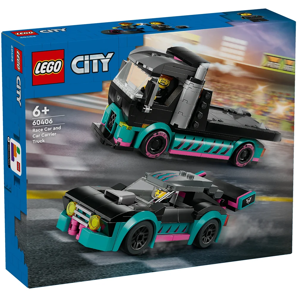 LEGO City Race Car and Car Carrier Truck Building Toys 60406 Bild 1