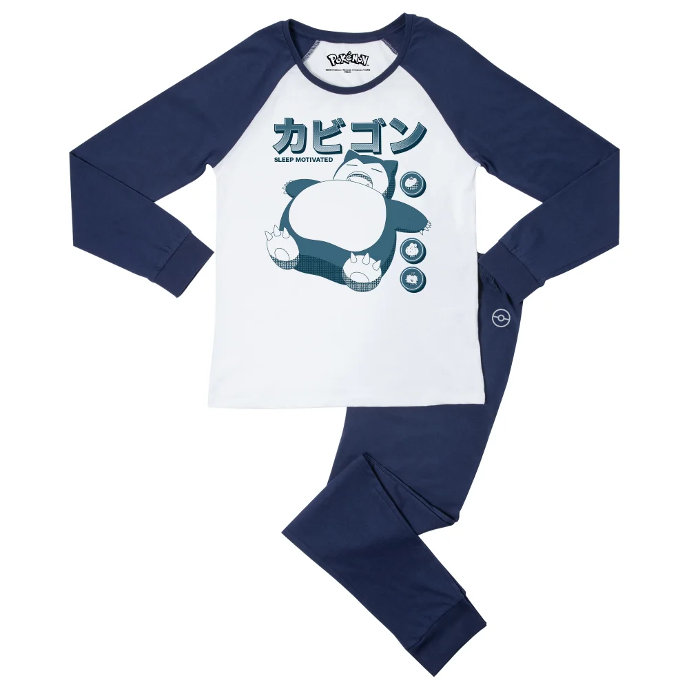 Pokémon Snorlax Sleep Motivated Pyjama Set - Navy White - M - Navy White Bild 1