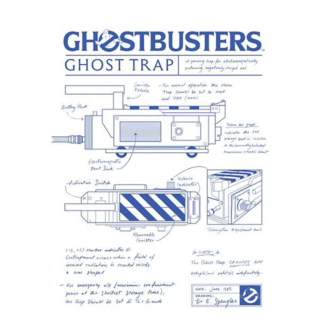 Ghostbusters Ghost Trap Schematic Men's T-Shirt - White