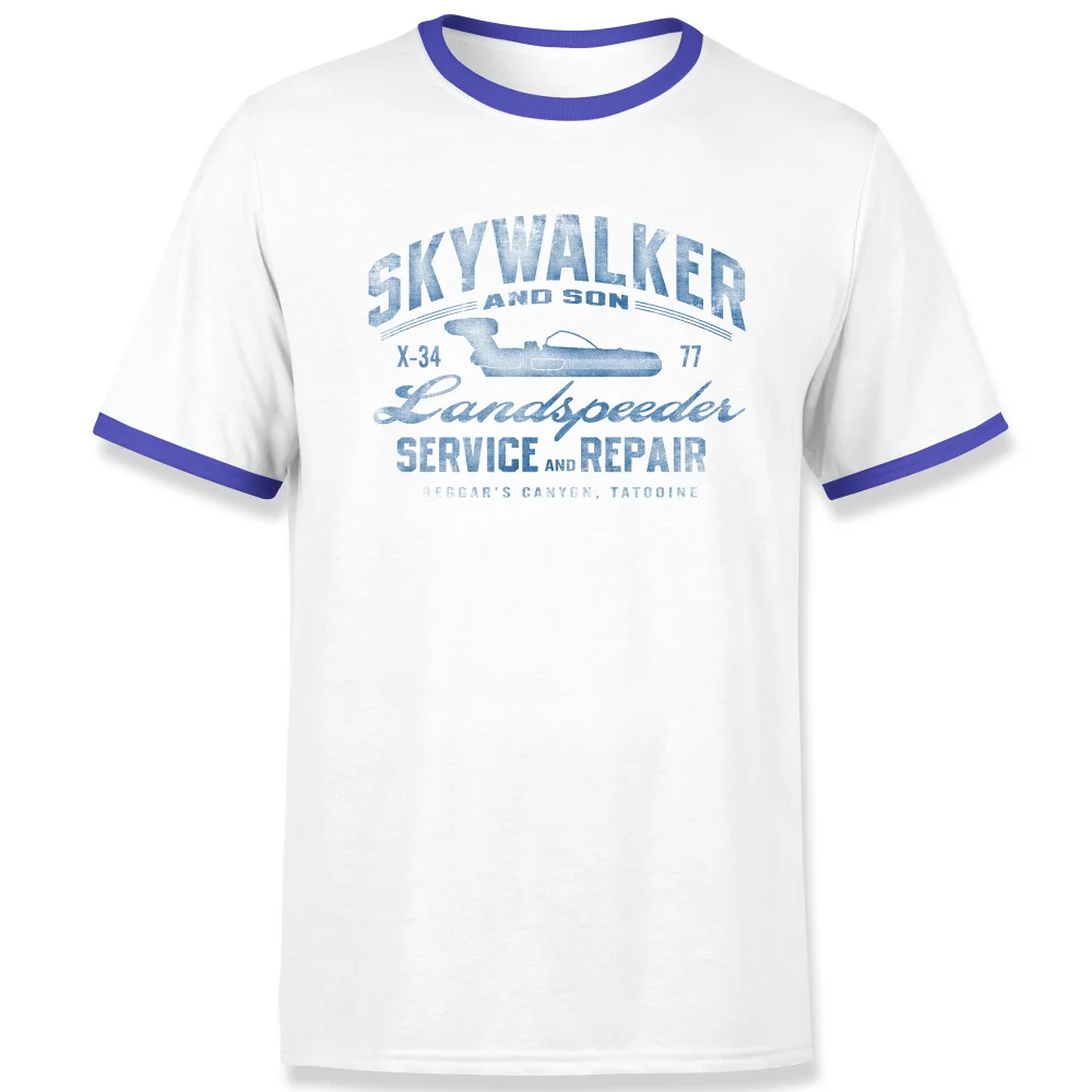 Star Wars Skywalker Landspeeder Repair Unisex Ringer T-Shirt - White/Navy - S Bild 1