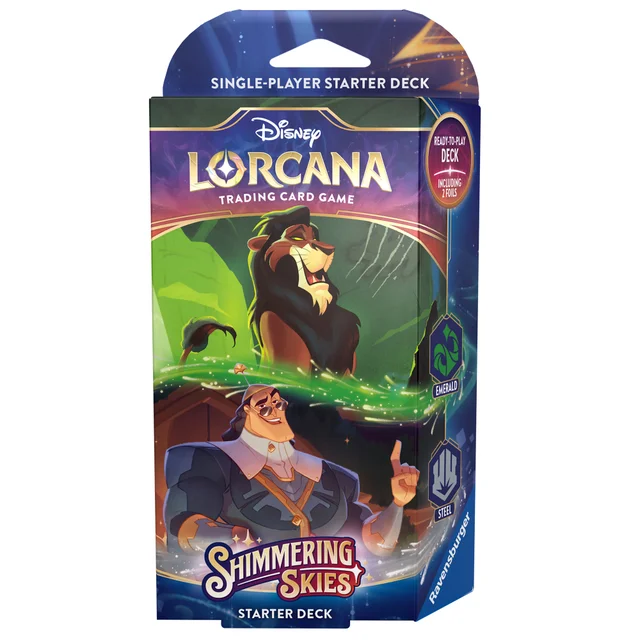 Disney Lorcana Trading Card Game Shimmering Skies Emerald and Steel Starter Deck