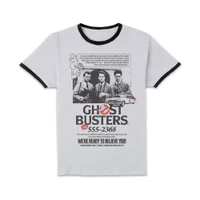 Ghostbusters Vintage Advert Unisex Ringer T-Shirt - White/Black