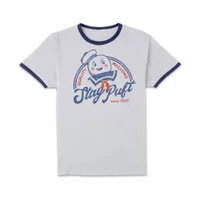 Ghostbusters Stay Puft Unisex Ringer T-Shirt - White/Navy