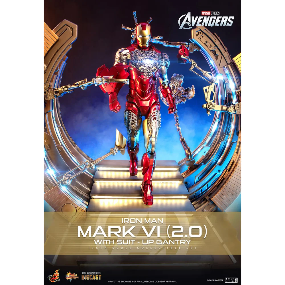 Hot Toys 1:6 Scale Marvel Iron Man Mark VI (2.0) with Suit-Up Gantry Statue Bild 1