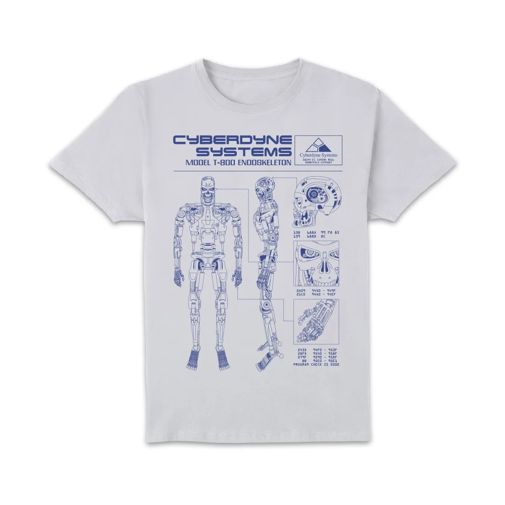 The Terminator T-800 Schematic Unisex T-Shirt - White - M Bild 1
