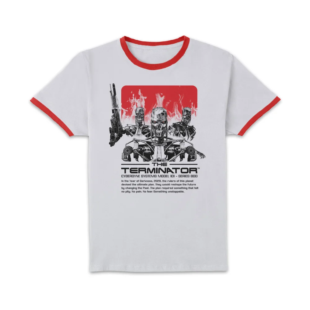 The Terminator Endoskeleton Unisex Ringer T-Shirt - White/Red - XXL Bild 1
