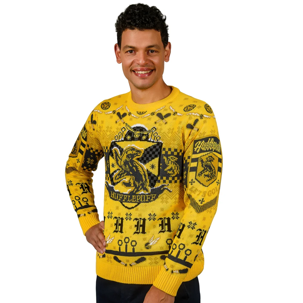 Harry Potter Hufflepuff Quidditch Knitted Christmas Jumper - XS Bild 1