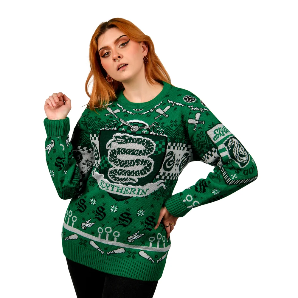 Harry Potter Slytherin Quidditch Knitted Christmas Jumper - 4XL Bild 1