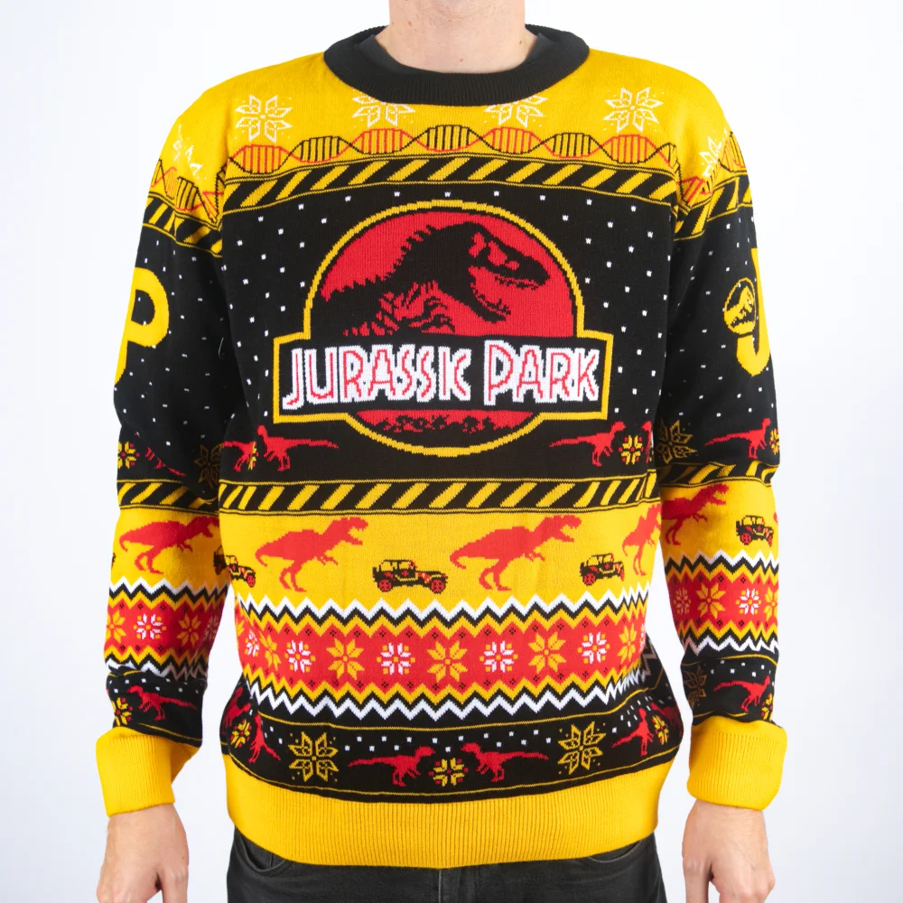 Jurassic Park Logo Knitted Christmas Jumper - M Bild 1