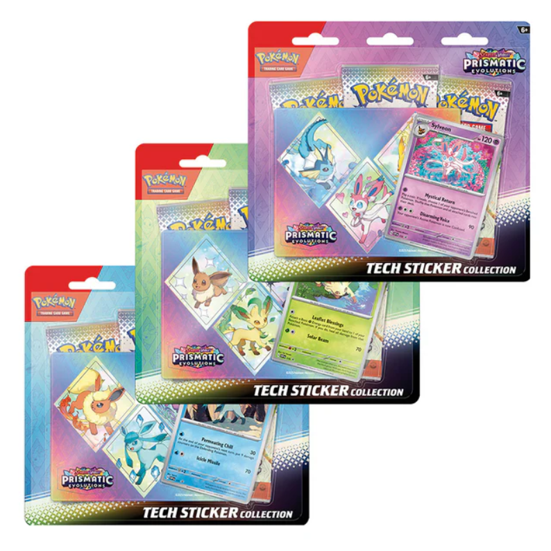 Pokémon TCG: Scarlet & Violet 8.5 - Prismatic Evolutions Tech Sticker Collection - Assorted Display (Includes 1 Set Only) Bild 1