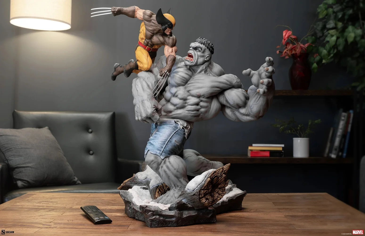 Sideshow Grey Hulk vs Wolverine Maquette Collectible Statue Bild 1
