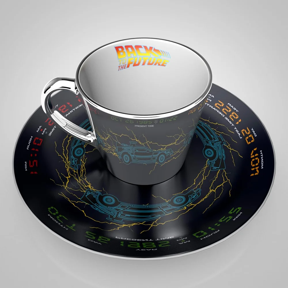 Back To The Future Delorean Collector Plate & Mirror Mug Set Bild 1
