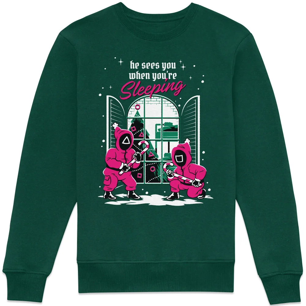 Squid Game He Sees You When You're Sleeping Sweatshirt - Green - XS Bild 1