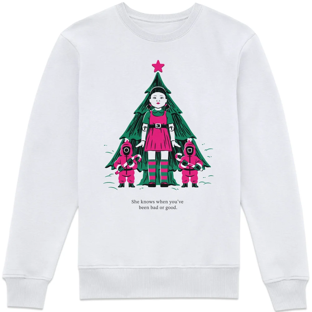 Squid Game She Knows If You've Been Bad Or Good Sweatshirt - White - S Bild 1