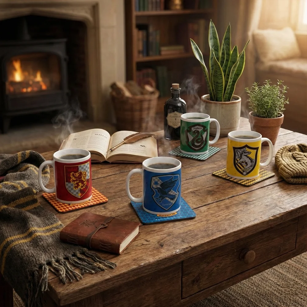 Harry Potter Houses 4x Mugs & Coasters Bundle Bild 1