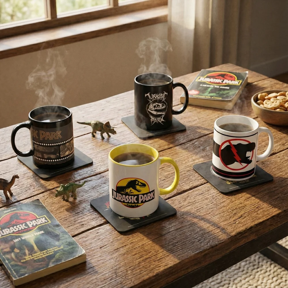 Jurassic Park 4x Mugs & Coasters Bundle Bild 1