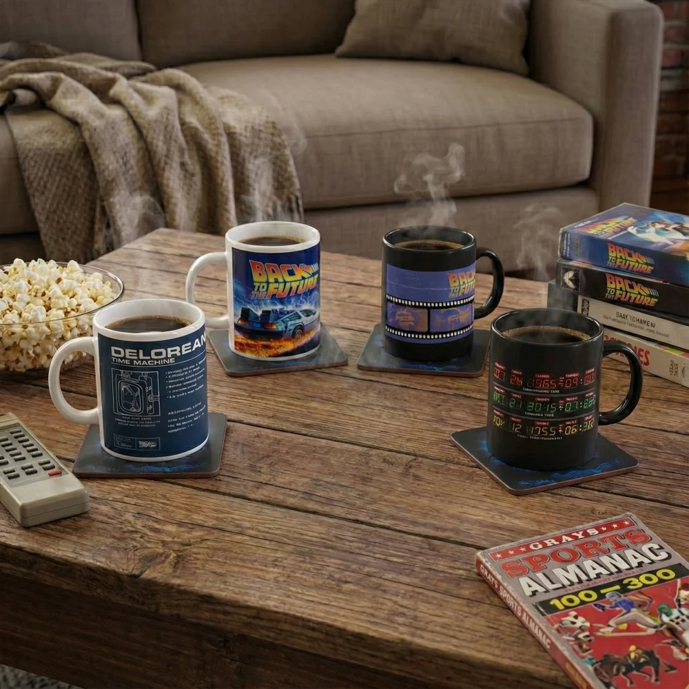 Back to the Future 4x Mugs & Coasters Bundle Bild 1