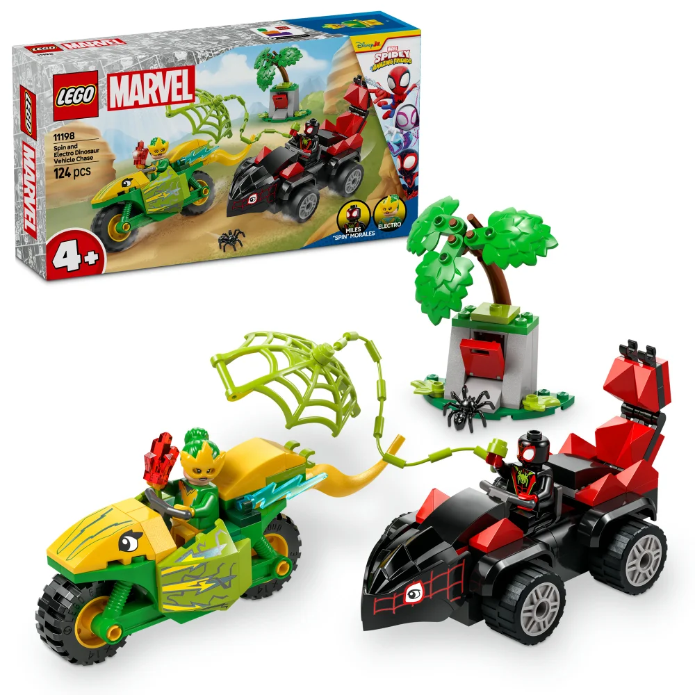 LEGO Marvel Spidey And His Amazing Friends Spin and Electro Dinosaur Vehicle Chase 11198 Bild 1