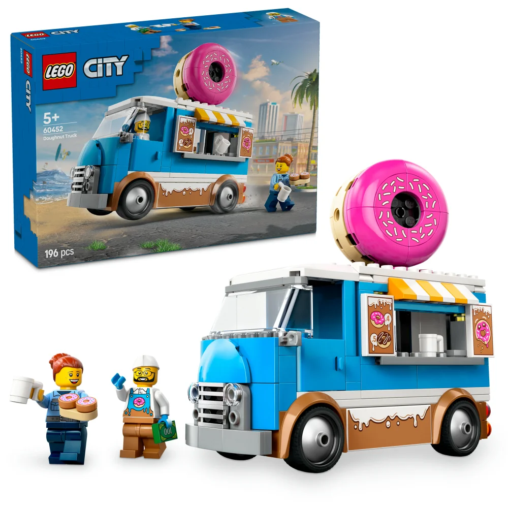 LEGO City Doughnut Truck Toy, Set with 2 Minifigures 60452 Bild 1