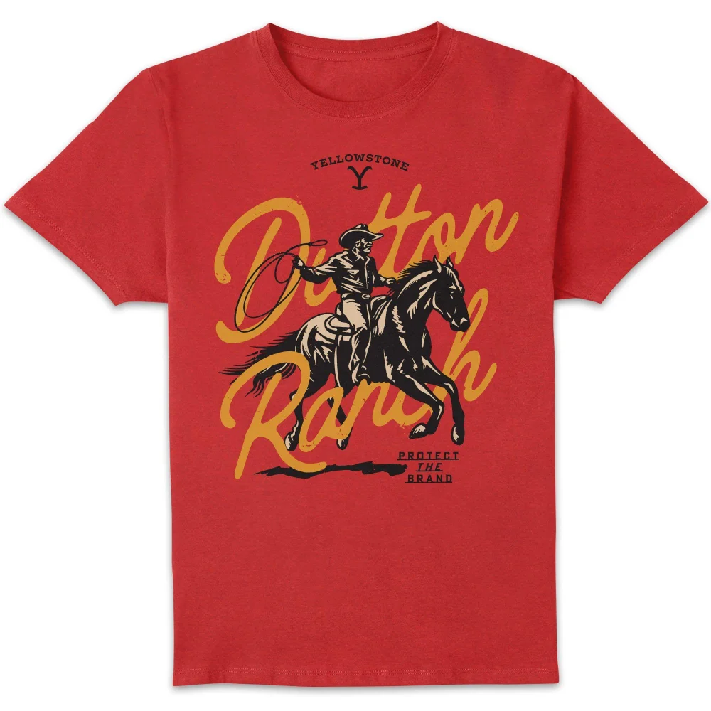 Yellowstone Dutton Ranch Lasso Unisex T-Shirt - Red - S Bild 1